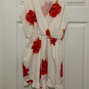 Flower ruffle bottom romper